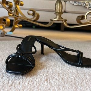 Express black knit strappy kitten heels